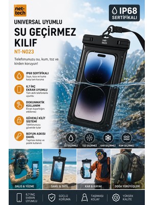 Nettech Universal Uyumlu NT-N023 Su Geçirmez Kılıf Arka Koruma Kılıf