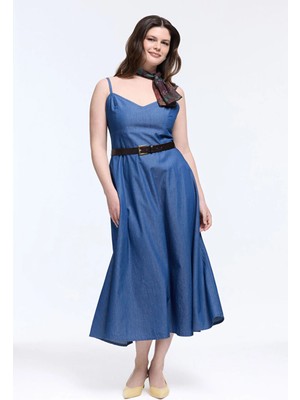 Love My Body Denim Kolsuz Elbise Lacivert 124LO031000