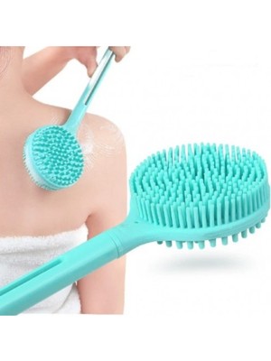 Cansa Çift Taraflı Silikon Uzun Saplı Banyo Fırçası