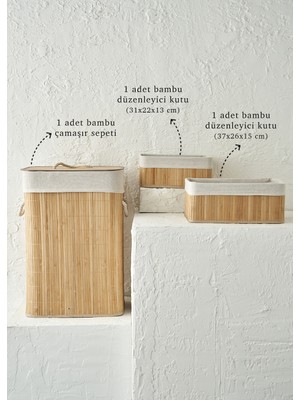 Bella Maison Natura Bambu 3'lü Çamaşır Sepeti Seti Naturel