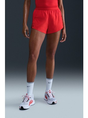 Nike Aeroswift Dri Fit Adv 3" Mid Rise Brief Lined Running Short Kadın Pileseli Slip Astarlı Koşu Şortu Kırmızı