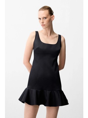adL  Volanlı Mini Elbise Siyah 12446436000