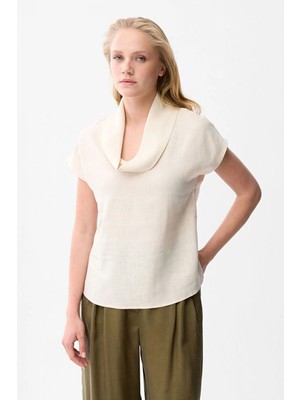Love My Body Keten Degaje Bluz Vanilya 115LO030000