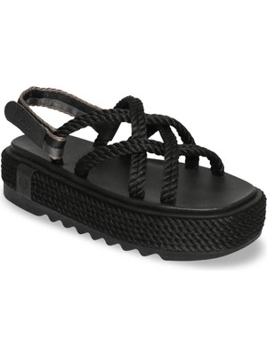 Bohonomad Bodrum Chunky Platform Kadın Sandalet - Siyah