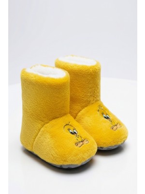 Pufien Bebek & Çocuk Kaydırmaz Tabanlı Ev Botu / Panduf / Kışlık Peluş Bot / Sevimli Desen