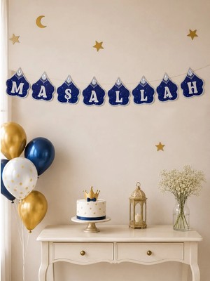 Parti Adresi Sünnet Maşallah Yazılı Banner Parti Süsleme Lacivert Gri