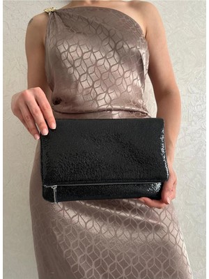 She Polykadın Siyah Portföy Clutch El Çantası