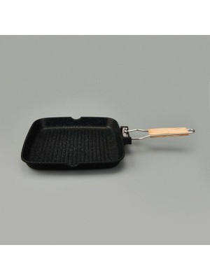 UltraMint Sağlam Döküm Grill Tava 28X28 Cm, Şık Gri Renk, Dayanıklı ve Kullanışlı