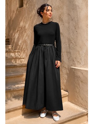 Lale Butik Kadriye Baştürküst Kısmı Penye Dar Kesim Kemerli Elbise 912 Siyah