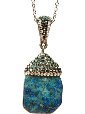 Hace Bazaar Lapis Doğal Taşı Zincirli El Yapımı Kolye Uç: 3 cm Zincir: 20 cm Kutulu