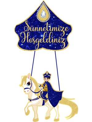 Deniz Parti Sünnetime Hoş Geldiniz  Altın Karton Kapı Süsü 35*60 cm