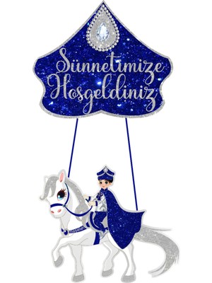 Deniz Parti Gümüş Sünnetime Hoşgeldiniz Kapı Süsü Karton 35*60 cm