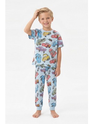 Isobel Cars Baskılı %100 Pamuk Erkek Çocuk Pijama Takımı