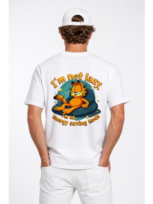 Book OrBook IM not Lazy Garf %100 Pamuk Premium Kalite Sırt Baskılı T-Shirt