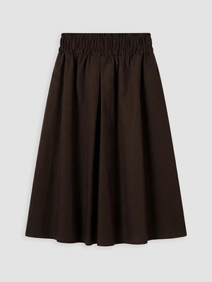 LC Waikiki Kahverengi Beli Lastikli Poplin Pileli Etek