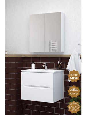 Teta Home Kopenhag 65 cm Mdf Gövde Membran Kapak Banyo Dolabı Seti