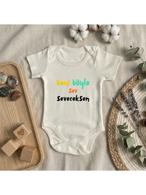 Baby Sena Babysena Beni Böyle Sev Seveceksen Baskılı Kısa Kollu Kız/erkek Bebek Body (0-3 Yaş)