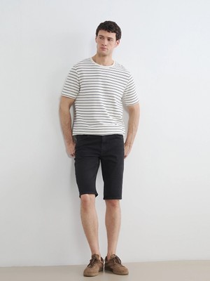 LC Waikiki Siyah Süper Skinny Fit Erkek Jean Şort