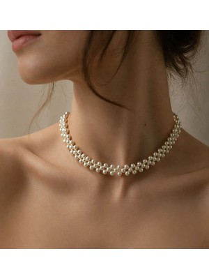 Leylan Takı Kadın Choker Beyaz El Yapımı Inci Kolye