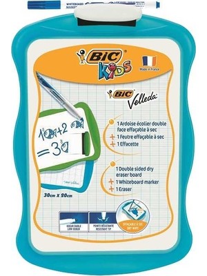 Bic Mini Beyaz Tahta 1218 Mavi Renk 1 Adet Kalem ve Silgi Dahil Çift Taraflı Kullanım