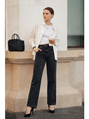 JUST UNIQUE DENIM J.U.D Lopez 289 Normal Bel Antrasit Comfort Straight Jeans Kadın