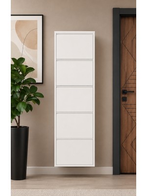Effe Yapı Dekor Beyaz 5 Kapaklı Metal Ayakkabılık
