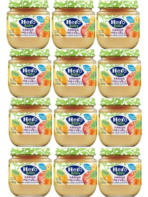 Hero Baby Karışık Meyveli Kavanoz Maması 125 gr 12 Adet 12 - 24 Ay İçin Sağlıklı Meyve