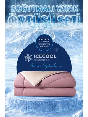 Evien Home Soğutmalı Yatak Örtüsü Seti Tek Kişilik Serinletici Soğuk Icecool 2 Parça Çift Taraflı Lila Bej
