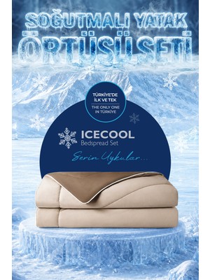 Evien Home Soğutmalı Yatak Örtüsü Seti Tek Kişilik Serinletici Soğuk Icecool 2 Parça Çift Taraflı Bej Kahve