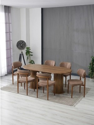 JoyMassa AURA BOHEM MASA TAKIMI 90X180 MDF MASA VE 6 ADET POLO SANDALYE
