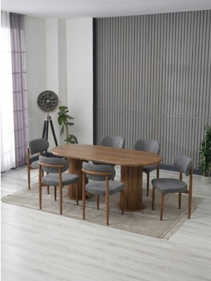 JoyMassa AURA BOHEM MASA TAKIMI 90X180 MDF MASA VE 6 ADET POLO SANDALYE