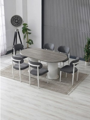 JoyMassa AURA BOHEM MASA TAKIMI 90X180 MDF MASA VE 6 ADET POLO SANDALYE