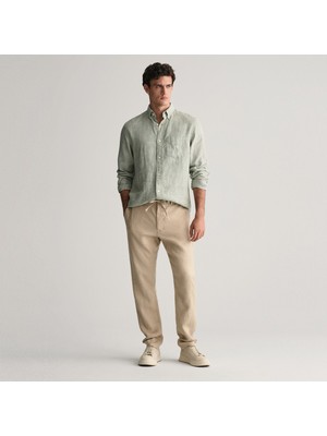 Gant Erkek Bej Relaxed Fit Keten Pantolon