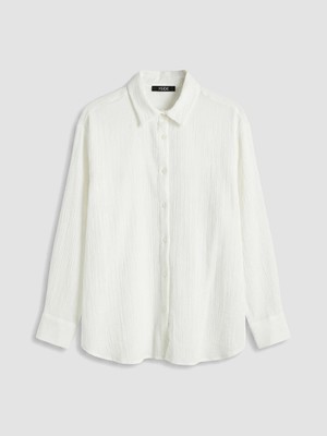 LC Waikiki Beyaz Oversize Kadın Müslin Gömlek