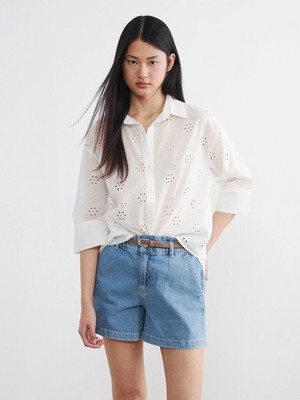 LC Waikiki Beyaz Oversize Kadın Gömlek