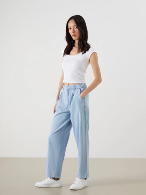 LC Waikiki Indigo Beli Lastikli Carrot Fit Kadın Jean Pantolon