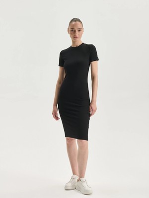 LC Waikiki Siyah Bisiklet Yaka Bodycon Elbise
