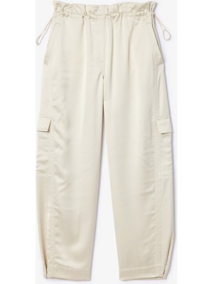 Lacoste Kadın Oversize Fit Krem Kargo Pantolon