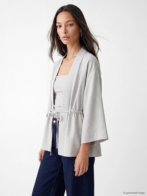 LC Waikiki Gri Şal Yaka Kadın Kimono