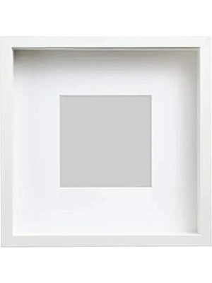 Fadem Store Paspartulu Ahşap Fotoğraf Çerçevesi, 25X25 cm Derin Beyaz Renk
