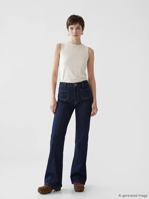 LC Waikiki Lacivert Petite Flare Kadın Jean Pantolon