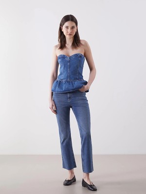 LC Waikiki Indigo Flare Kadın Jean Pantolon