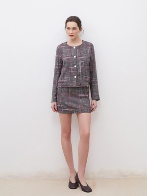 LC Waikiki Bordo Dar Fit Ekose Tüvit Mini Etek