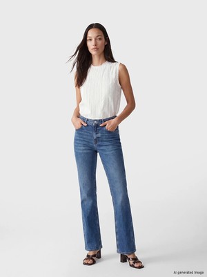 LC Waikiki Indigo Flare Kadın Jean Pantolon