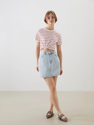 LC Waikiki Mavi Dar Fit Mini Jean Etek