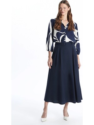 LC Waikiki Lacivert Standart Fit Poplin Kadın Etek