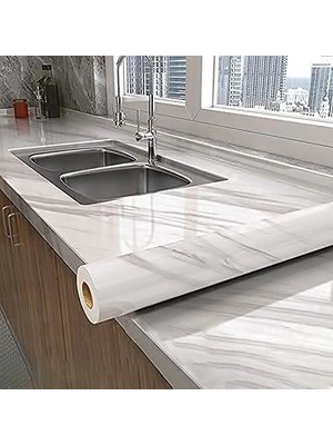 Kaia Life Açık Mermer Desenli Yapışkanlı Kaplama Kağıdı  Büyük Boy 5 Metre