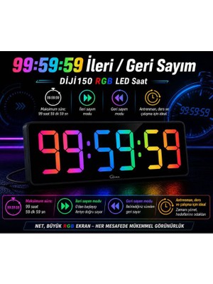 Loyka DİJİ150 Rgb Renkli Büyük Ekranlı Dijital Saat | Uzaktan Kumandalı