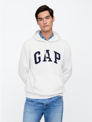 Gap Erkek Beyaz Logo Relaxed Fleece Sweatshirt