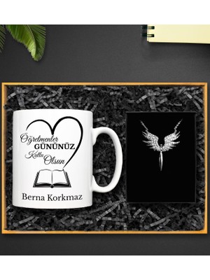 vegahediye v vega Kişiye Özel Öğretmenler Günü Kupa & Mikail Melek Kolye Hediye Seti